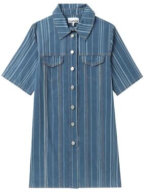 Ganni stripe-pattern denim mini dress